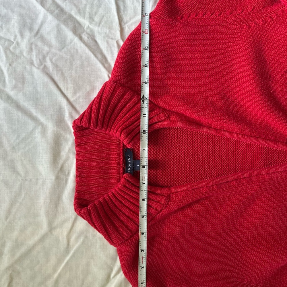 Lands' End Women's Red Zip-Up Cardigan - Picture 4 of 6